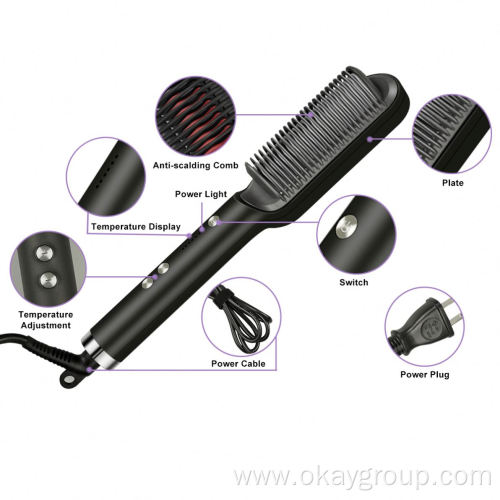 Professional Plate Ionic Flat Iron Hair Straightener Brush